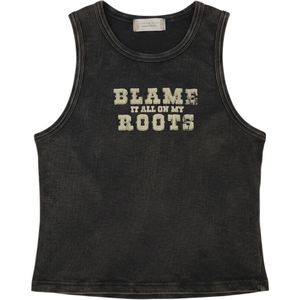 Altar'd State Blame It All On My Roots Country Graphic Crop Tank Top L Black